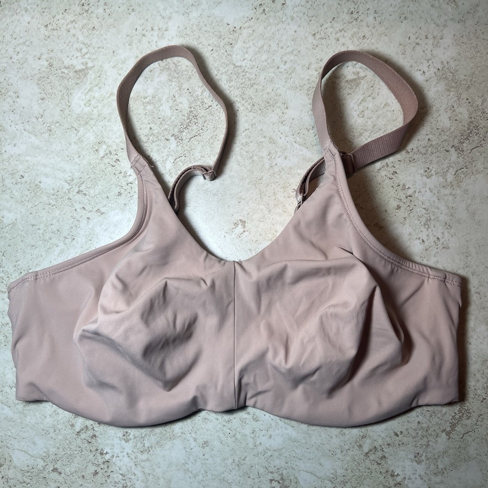 Natori Bra Size 36C‎ Nude Underwire Bra Full Coverage Lined Scoop Neck EUC